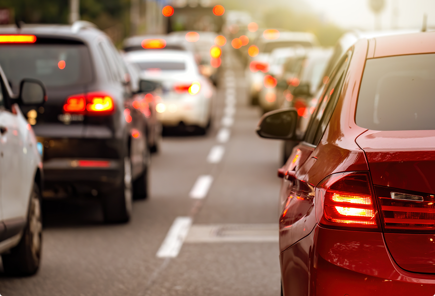 Heavy traffic jam on a busy highway, representing auto insurance coverage.